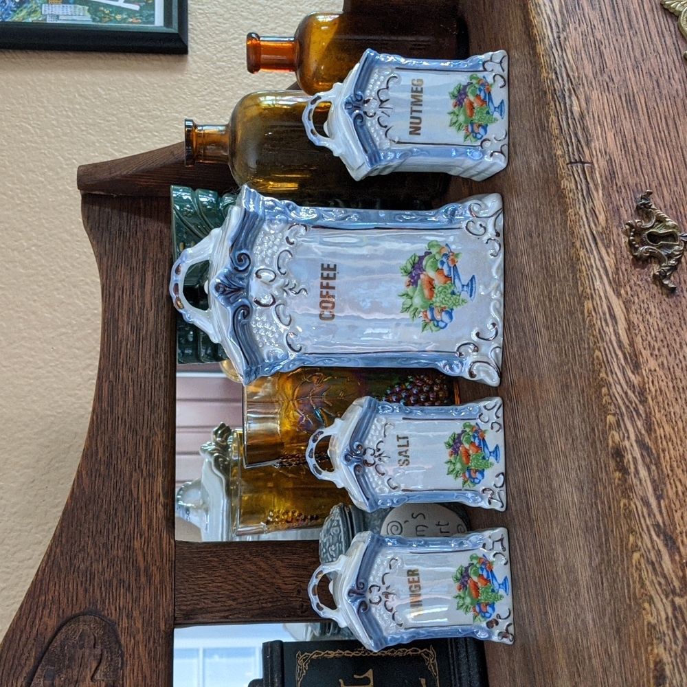Antique Iridescent German Spice Containers